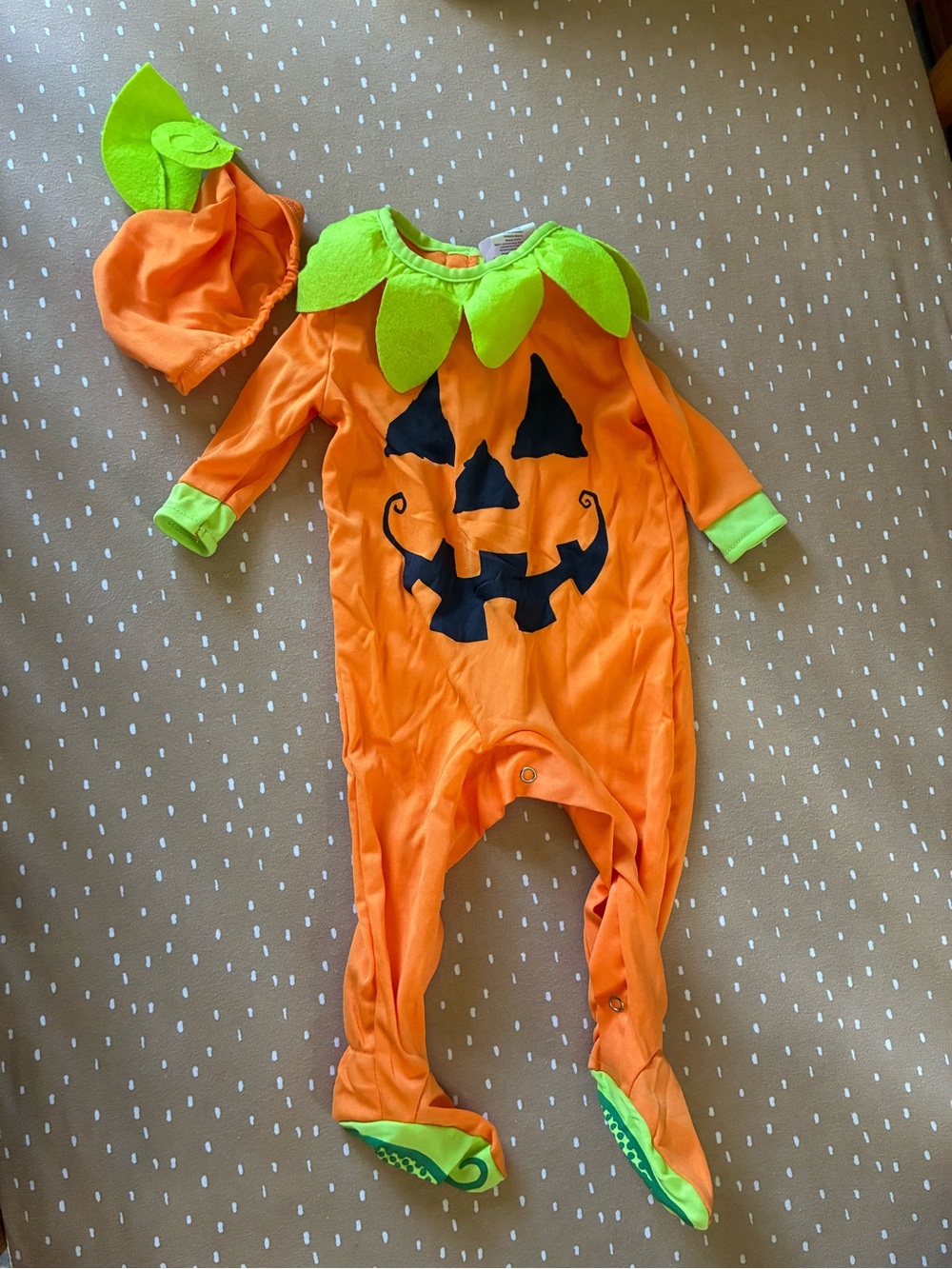 Orange Pumpkin Baby Costume Romper with Hat
